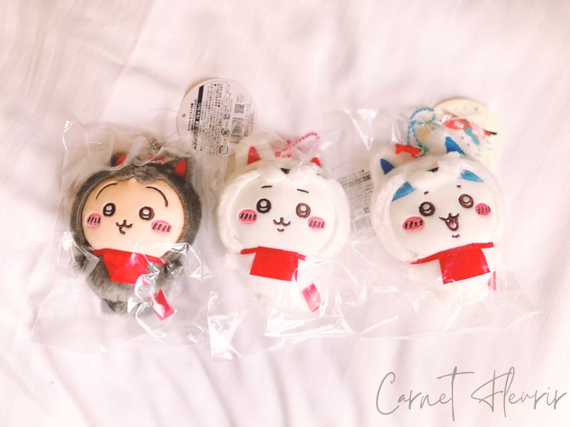 狐のちいかわ・ハチワレ・うさぎのぬいぐるみ。筆者の購入品。
